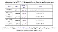 زمان بندی انتخاب واحد نیمسال دوم سال تحصیلی 1405-1404 